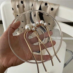 Minimalist U Shaped Hair Pin Alloy Artificial Pearl Hair Fork For Women Elegant Wedding Party Hair Styling Accessories Gold Silver Rose Gold