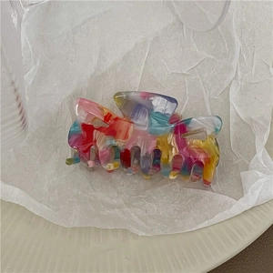 Minimalist marble pattern acetate bow hair claw clip in colorful Korean sweet style