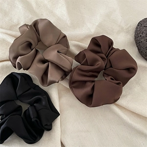 Elegant Satin Pleated Scrunchies Large Hair Ties Minimalist Fabric Elastic Hair Bands For Women Daily Party Hair Accessories