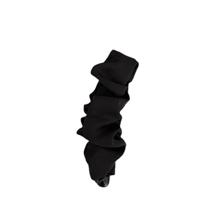 Elegant French style pleated black fabric hair clip with a sleek glossy base accent