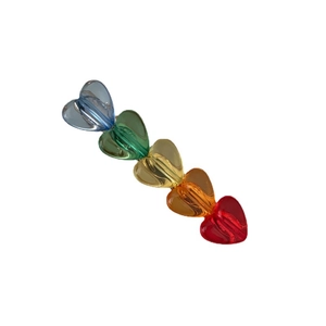 Fermaglio per capelli a cuore arcobaleno con perle acriliche colorate e clip in lega dorata