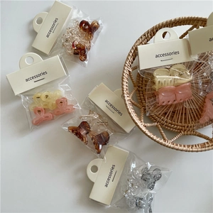 Korean Style Mini Jelly Color Hair Claw Clips Set For Women Girls Transparent Plastic Bow Flower Geometric Small Hairpins Accessories