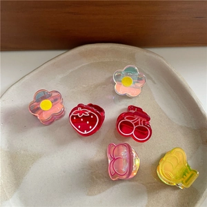 Lot de 6 mini barrettes à cheveux fruits et fleurs avec finition nacrée pour filles