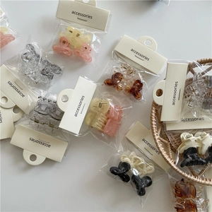 Mini jelly color hair clips set with cute bow designs in colorful transparent resin