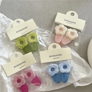 Cute Flower Hair Clips Candy Color Resin Duckbill Clips Sweet Floral Hair Pins Hair Accessories For Girls Children Women
