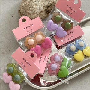 Dolci Mollette per Capelli in Plastica a Forma di Tulipano e Cuore per Ragazze Pinza a Becco d'Anatra Floreale Rosa Viola Giallo Accessori per Capelli Donna Bambini