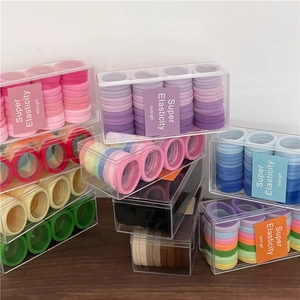 Elastici per Capelli in Stile Coreano ad Alta Elasticità Set in Scatola Multicolor Tessuto Scrunchies Fasce per Capelli Senza Cuciture per Donna Ragazze Accessori