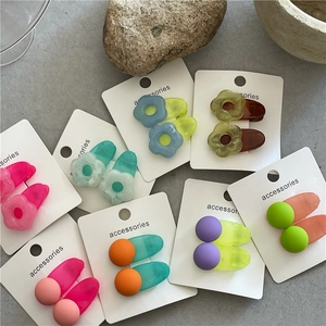 Acrylic Jelly Texture Flower Round Hair Clips Set For Women Summer Fresh Korean Style Colorful Duckbill Clips Hair Accessories