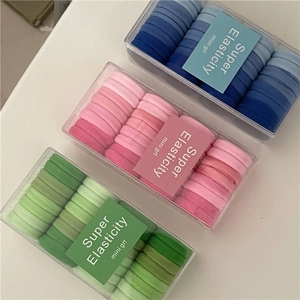 Tre confezioni di elastici per capelli sfumati colorati in blu, rosa e verde super elastici