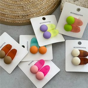 Summer jelly texture round hair clips with matte colorful floral contrast design