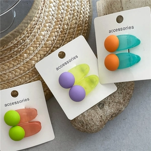 Set of jelly resin round flower hair clips in vibrant candy colors displayed on cards