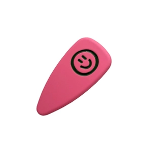 Pink matte rubber-coated alloy hair clip with black minimalist smiley face design