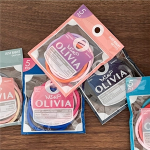Five pack of seamless colorful hair elastics for women in vibrant pastel shades