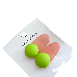 Summer jelly texture round hair clips set in lime green and translucent pink on card