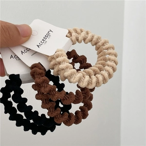 Elastici per Capelli in Tessuto a Coste ad Alta Elasticità da Donna Corda per Capelli Strutturata a Spirale per Ufficio Stile Giapponese