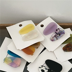 Chic acetate water drop hair clips set in various marble and solid color patterns