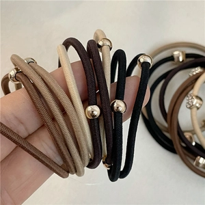 Set di 10 elastici per capelli con perline dorate e ciondoli a cuore con strass da donna