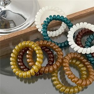 Spiral Hair Ties Telephone Wire Hair Bands Elastic No Crease Hair Ties Jelly Texture Earthy Colors For Women Hair Accessories