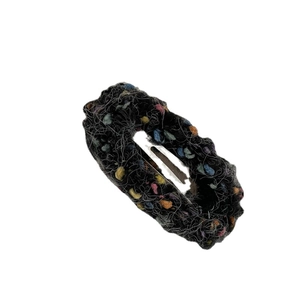Cute colorful donut plush knit BB hair clip with tweed texture for girls
