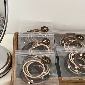 Elastici per Capelli con Strass a Cuore Perline Dorate Supporti per Coda di Cavallo Toni della Terra Donna