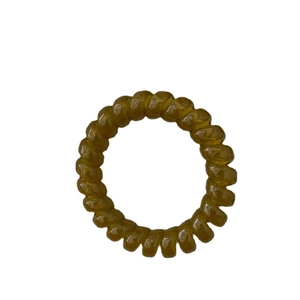 Deep amber jelly texture spiral telephone cord hair tie with elastic resin structure