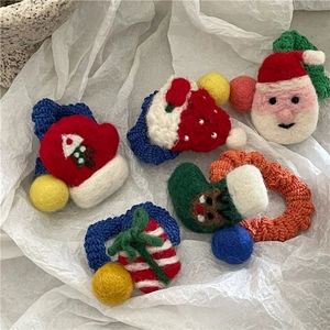 Lot d'élastiques à cheveux de Noël en feutre de laine avec Père Noël et chaussettes