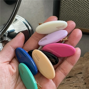 Handmade Oval Plastic Duckbill Hair Clip Fresh Color Sweet French Style Hairpin For Women Girls Bangs Side Clip