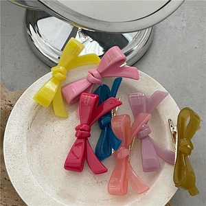 Pince à Cheveux en Acétate Style Coréen avec Nœud Papillon Fait à la Main Douce Pince à Bec de Canard pour Femme