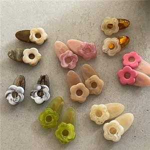 Elegant Floral Duckbill Hair Clips For Women Girls Sweet Resin Marble Pattern Side Fringe Clips Fashion Hair Accessories