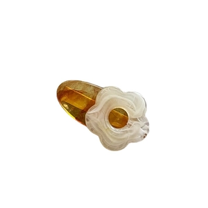 Cute white marble flower hair clip with amber transparent duckbill base for women