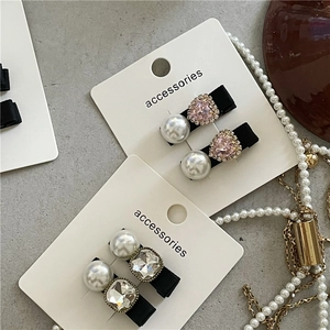 Elegante Kunstperle Strass Herz Entenschnabel Haarspange Set Süß Geometrisch Band Haarschmuck Für Damen