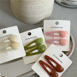 Jelly Texture Heart Hair Clips For Women Cute Plastic Resin BB Clips Sweet Solid Color Heart Shaped Side Hairpins