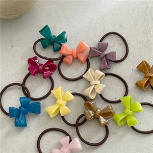 Colorful acetate bow hair ties set with high-elastic bands in various vibrant shades