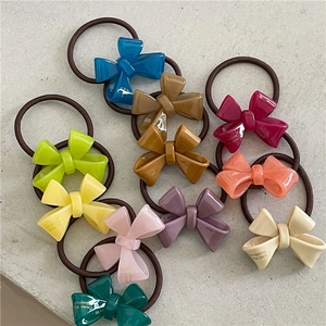 Korean Style Resin Bowknot Hair Tie Colorful Cellulose Acetate Elastic Hair Rope Sweet Ponytail Holder Hair Accessories