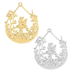 Ciondolo Fata Farfalla in Acciaio Inossidabile 304 Ciondoli Elf dei Fiori Svuotati per Accessori per la Creazione di Collane e Bracciali DIY