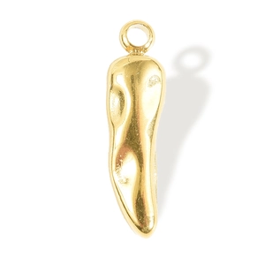 Polished gold chili pepper pendant with closed loop for DIY jewelry making and necklaces