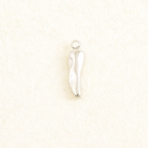 Close-up detail of silver chili pendant showing S925 hallmark and polished surface