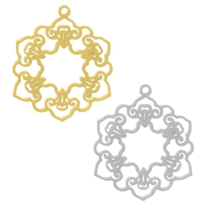 Ciondoli mandala a fiori cavi in oro e argento acciaio inossidabile 304 per gioielli DIY