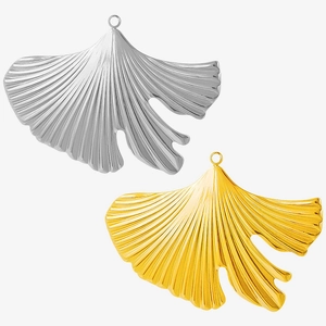 Nature Style 304 Stainless Steel Ginkgo Leaf Pendant For DIY Jewelry Necklace Bracelet Making Gold Silver Vacuum Plated