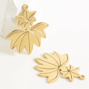 Minimalist 304 stainless steel gold maple leaf pendant accessory with matte texture