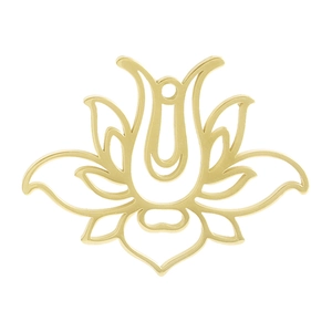 Polished gold lotus flower pendant in hollow 304 stainless steel for DIY jewelry