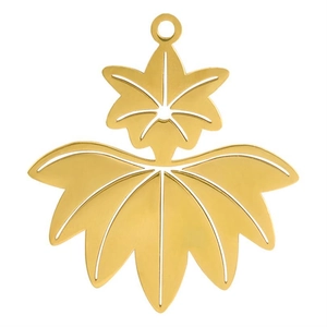 Minimalist gold 304 stainless steel maple leaf pendant with hollow design for DIY jewelry