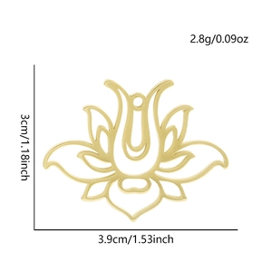 Detailed view of golden lotus hollow pendant with dimensions of 3cm height and 3.9cm width