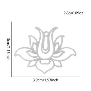 Detailed dimensions of 304 stainless steel lotus flower pendant for DIY jewelry