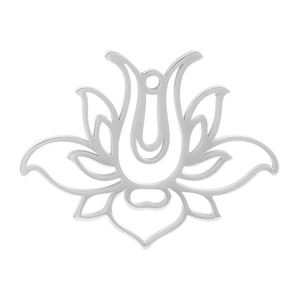 Macro shot of 304 stainless steel lotus flower pendant with intricate hollow petals