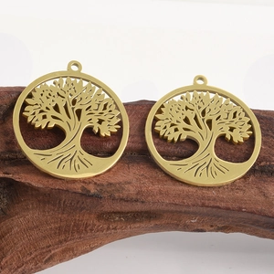 Gouden holle levensboom hangers van 304 roestvrij staal voor DIY-sieraden maken