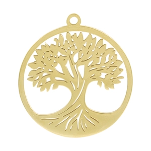 Gepolijste gouden Levensboom hanger van 304 roestvrij staal voor DIY-sieraden maken
