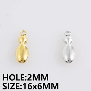 Gedetailleerde afmetingen voor 16x6mm roestvrijstalen bedeltjes met een gat van 2mm