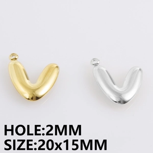 Macro-opname van 304 roestvrijstalen letter V hangers in ballonstijl in goud en zilver