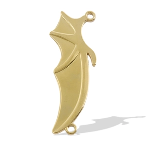 Detail of 18k gold plated stainless steel bat wing pendant with dual connection loops